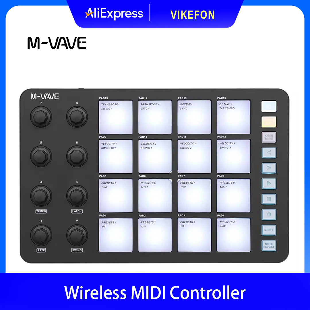 M-VAVE SMC-PAD Wireless MIDI C - Midi Controller Pad 评论和价格