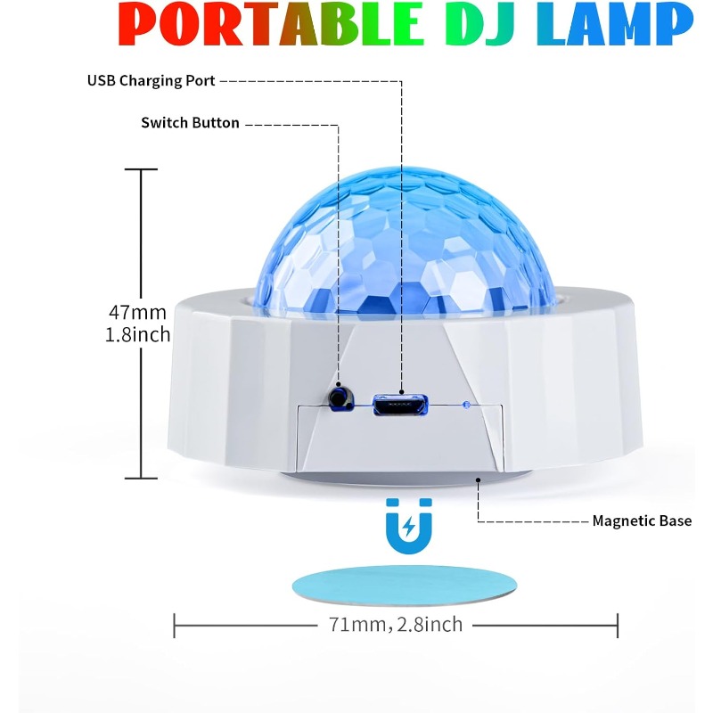 Car Disco Ball Rechargeable Ba - Audio Music Dj 评论和价格
