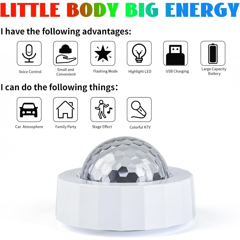 Car Disco Ball Rechargeable Ba - Audio Music Dj 评论和价格