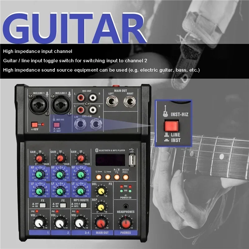 4 Channel USB Audio Mixer with - Audio Music Dj 评论和价格