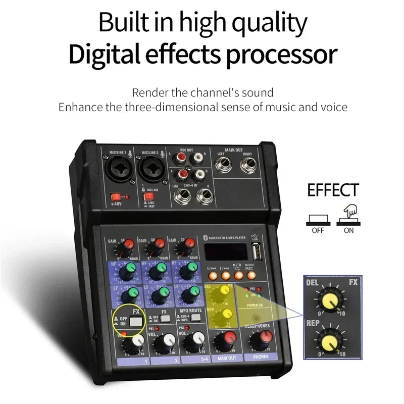 4 Channel USB Audio Mixer with - Audio Music Dj 评论和价格