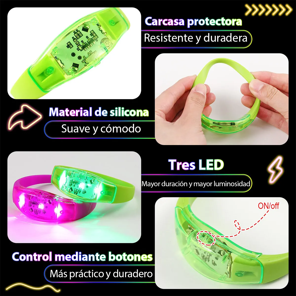6PCS LED Bracelets Sound Activ - Audio Music Dj 评论和价格