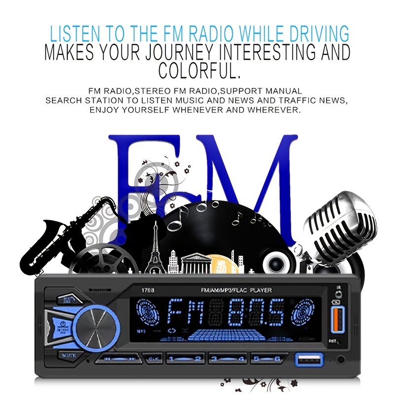 1DIN In-Dash FM Car Radio Ster - Audio Without Music 评论和价格